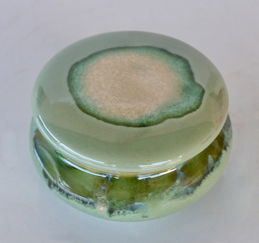Fat Green Ceramic Jar With Lid And Candle